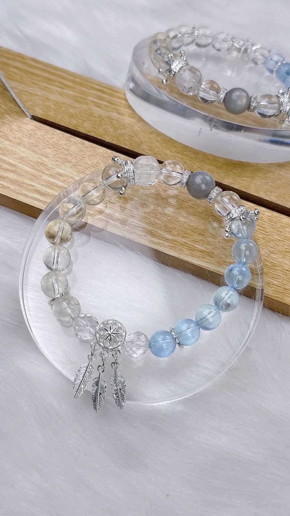 -TAROTJUMP- 52赫茲鯨魚．水晶手鍊|流暢自信展現自我|海藍寶 黃阿塞 白水晶