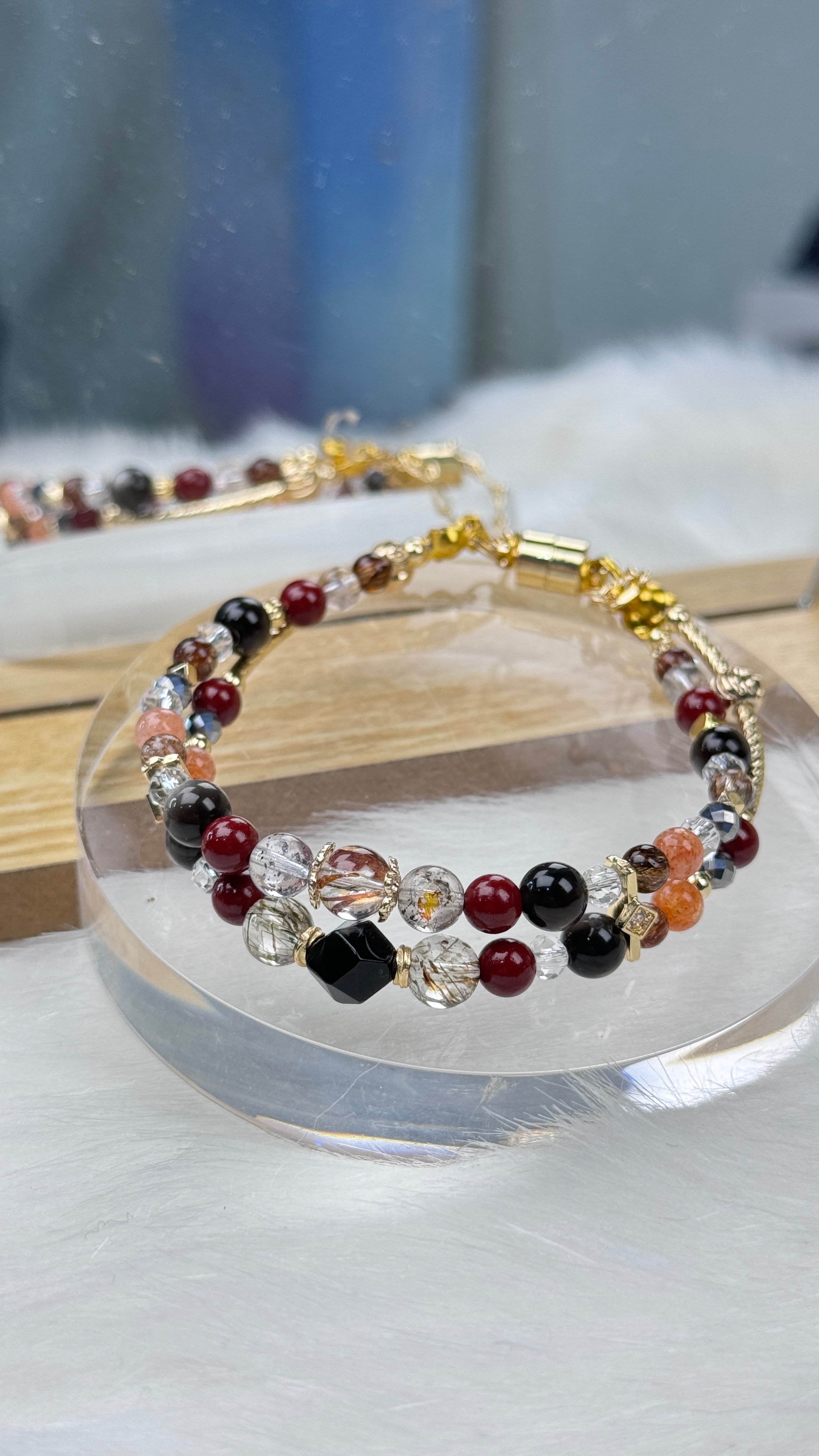 -TAROTJUMP-黑暗騎士．水晶手鍊|趨吉避凶  好運喜氣|黑 金 銀曜石 黑金超七 白水晶 太陽石