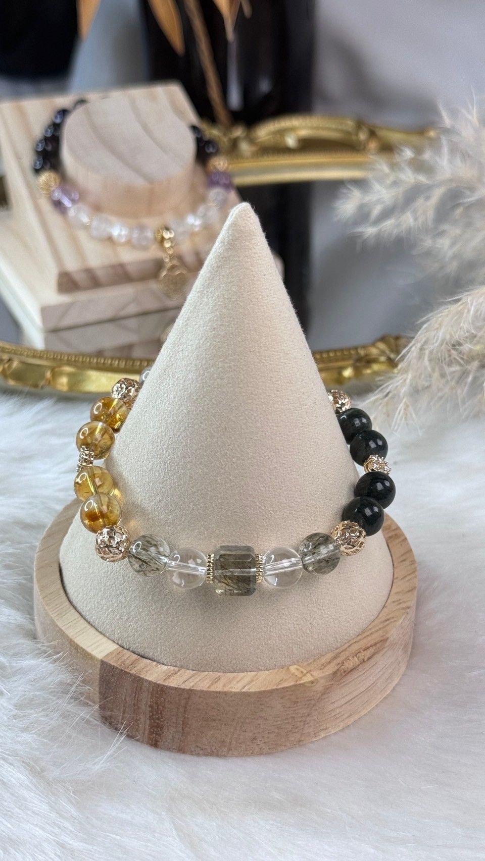 -TAROTJUMP-挪威的森林．水晶手鍊|改善關係 貴人多多|黃水晶 白水晶 綠髮晶