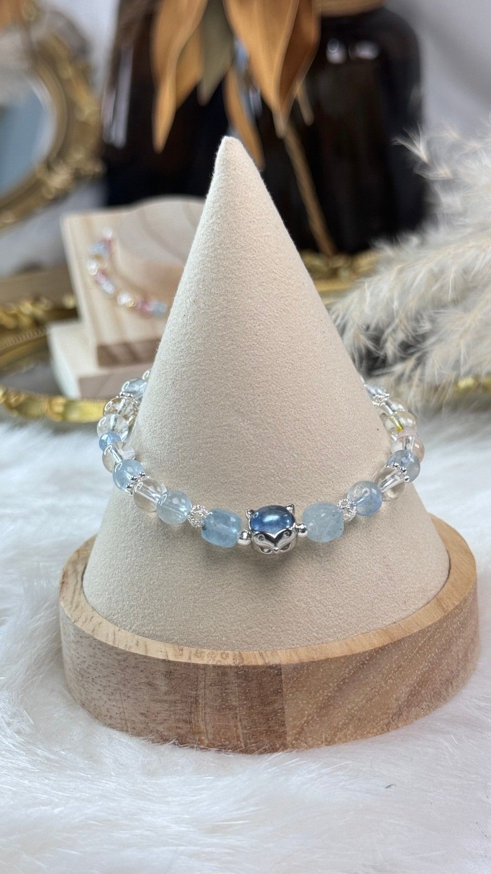 -TAROTJUMP-靈魂藍圖．水晶手鍊|心如明鏡 思緒清晰|托帕石 海藍寶 白水晶