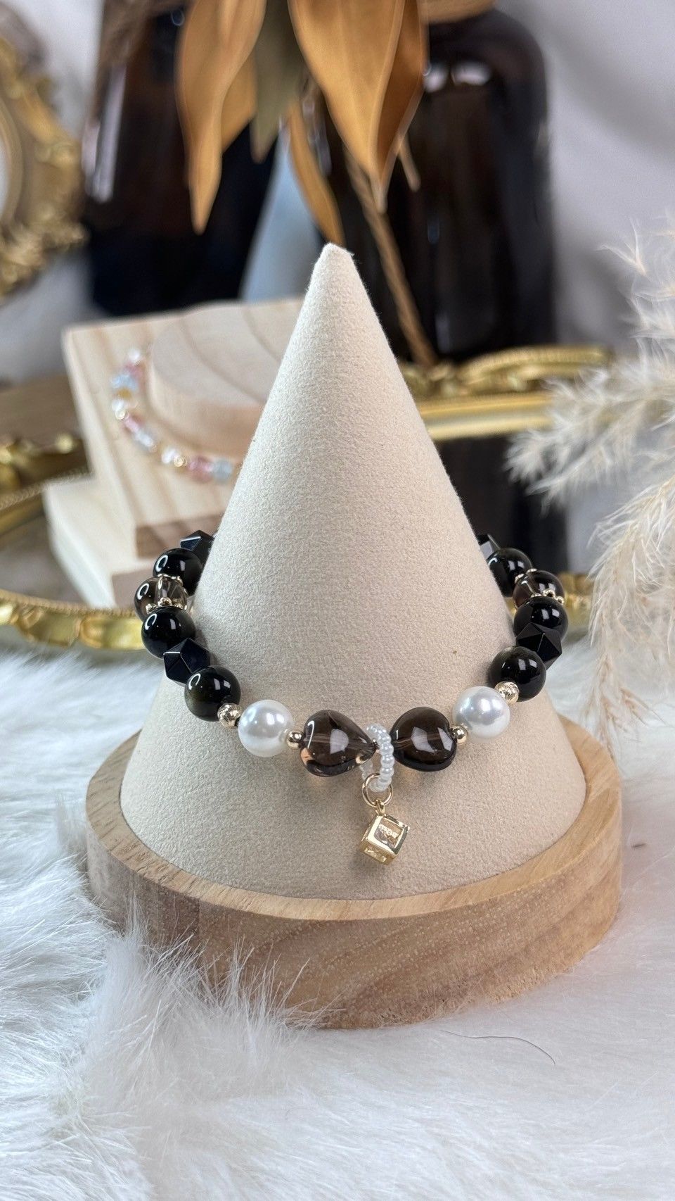 -TAROTJUMP- 神隱少女．水晶手鍊|保護自己氣場 健康純淨|金曜石 黑曜石 茶水晶