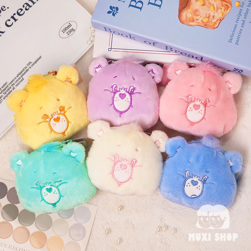 『日本正版現貨』Care Bears 絨毛造型刺繡零錢包 吊飾