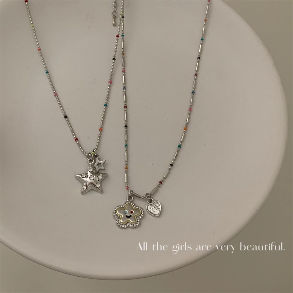 韓國小眾設計y2k甜酷風彩色串珠項鍊