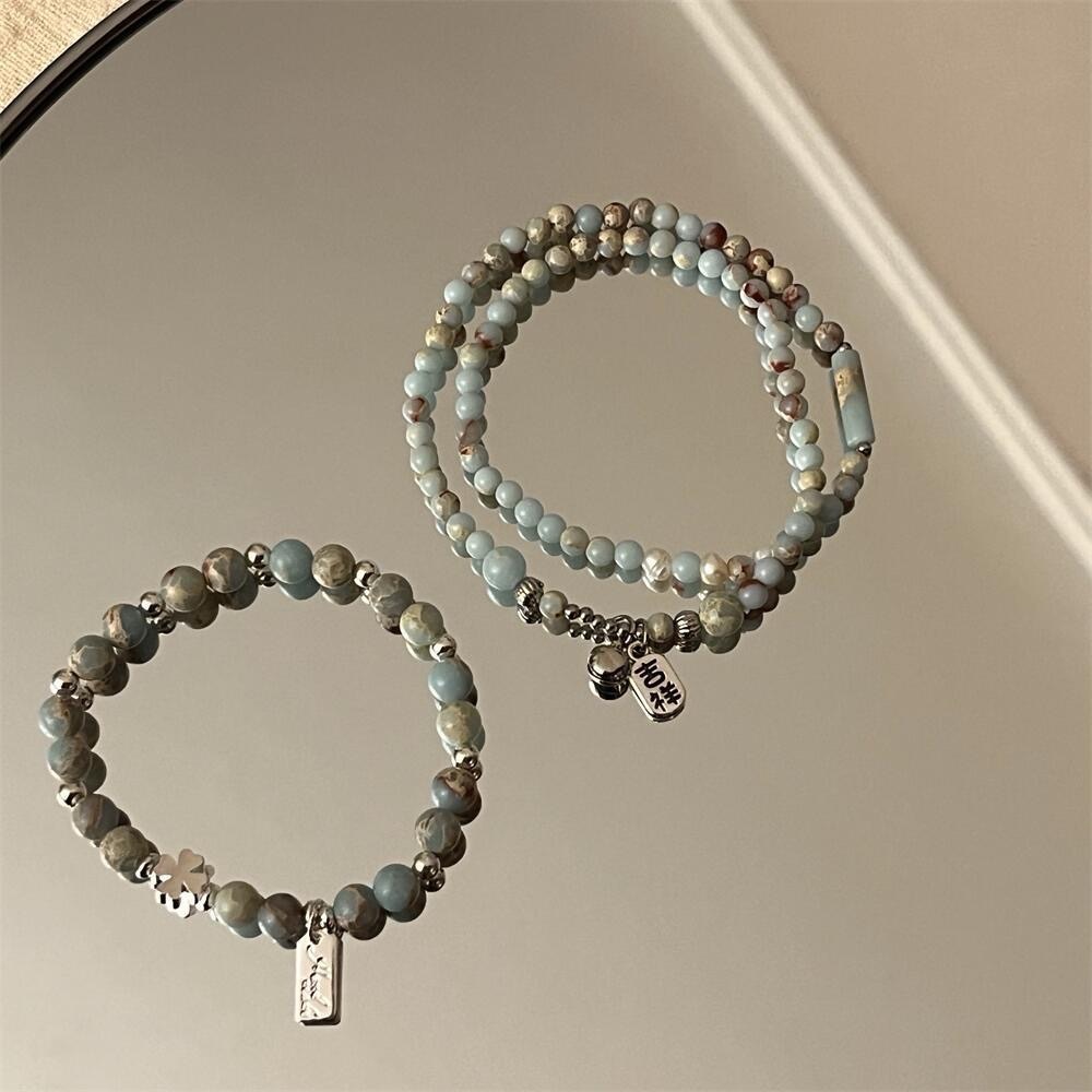 新中式風天藍天然石串珠手鍊