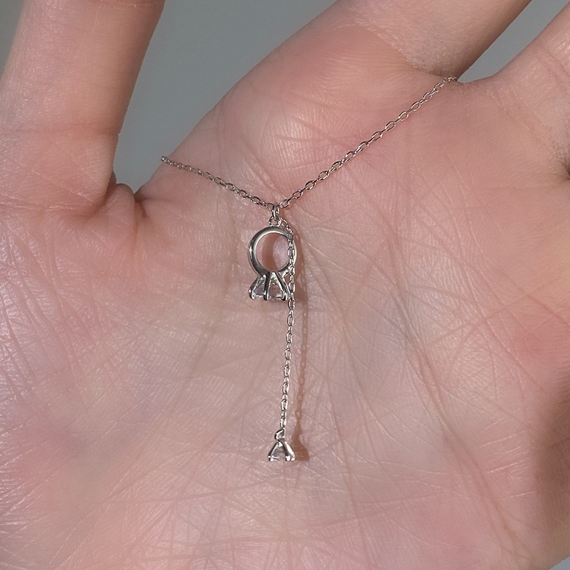 韓國輕奢設計感鑽石戒指流蘇鎖骨鏈