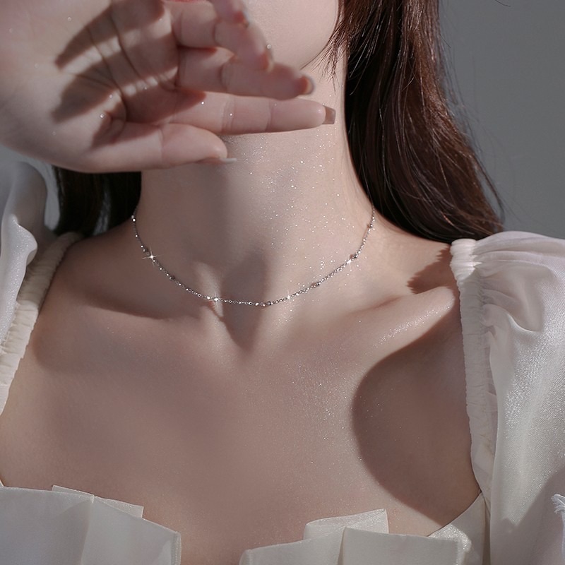 圓珠項鍊氣質小眾設計感素鏈簡約短款