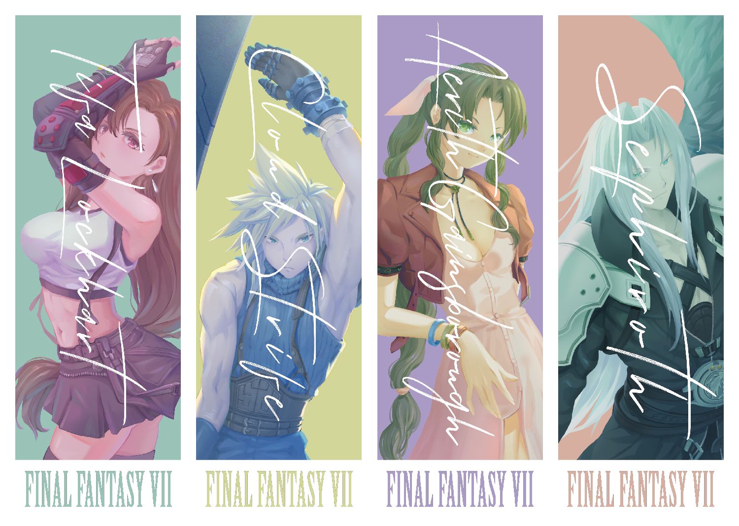 FF7  蒂法 克勞德 艾莉絲 賽菲羅斯 書籤 高15.6 x 寬5.4 cm/張 4款一組
