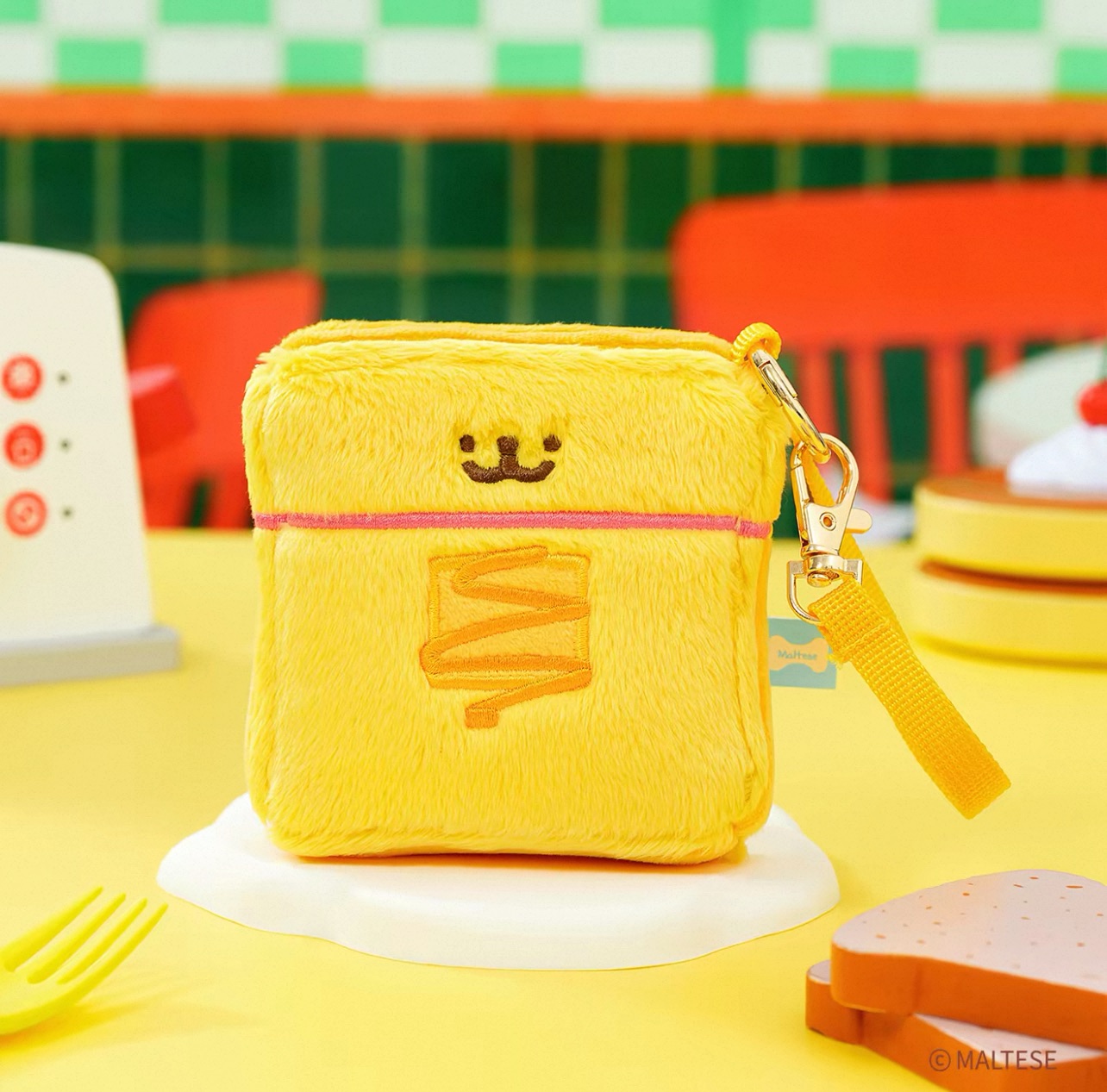 線條小狗零錢包毛絨耳機包