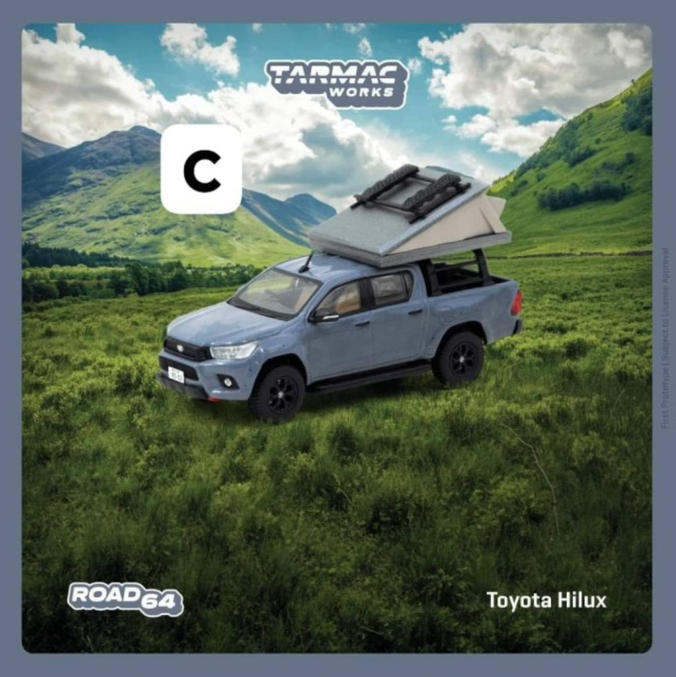 Tarmac 1/64 T64R-041-CAMP Toyota Hilux Grey- With camping