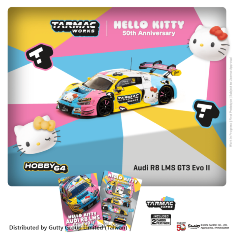 TARMAC WORKS 1/64 奧迪 Audi R8 LMS GT3 Evo II 澳門GT - KITTY聯名塗裝