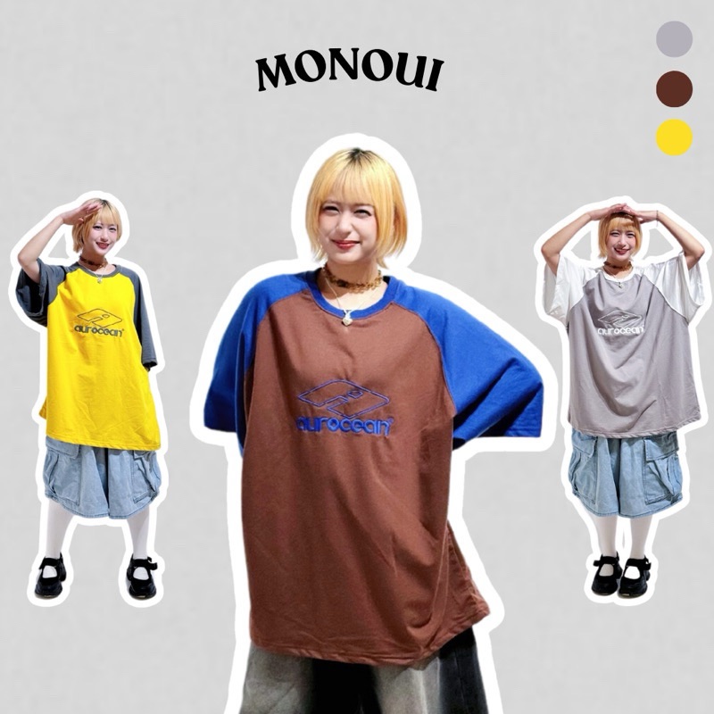 拼接撞色圖案短T