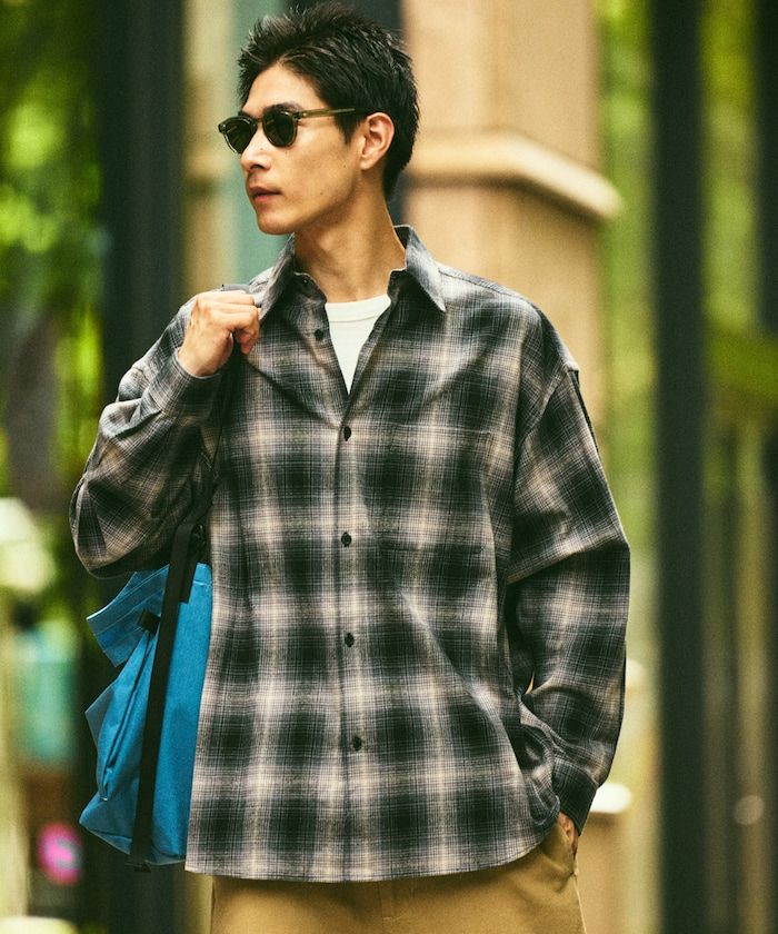 FREAK’S STORE Relax Fit Ombre Check Flannel Shirt