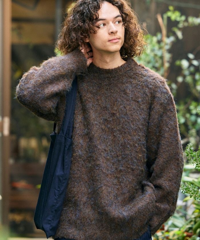 FREAK’S STORE Relaxed fit shaggy Knit crew neck pullover