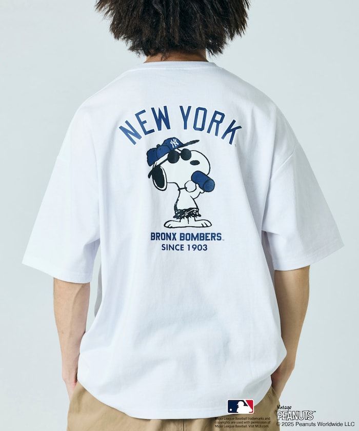 PEANUTS x MLB big silhouette back print T-shirt 洋基款