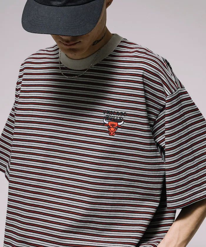 NBA X FREAK’S STORE 別注 multi-border crew neck T