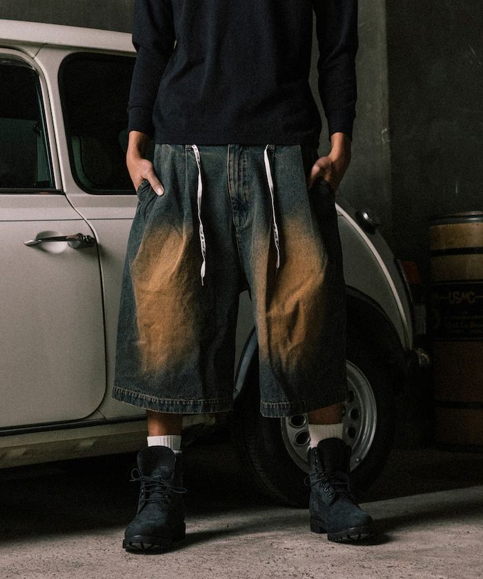 RED KAP 別注 2TUCK BAGGY WIDE DENIM SHORTS PANTS