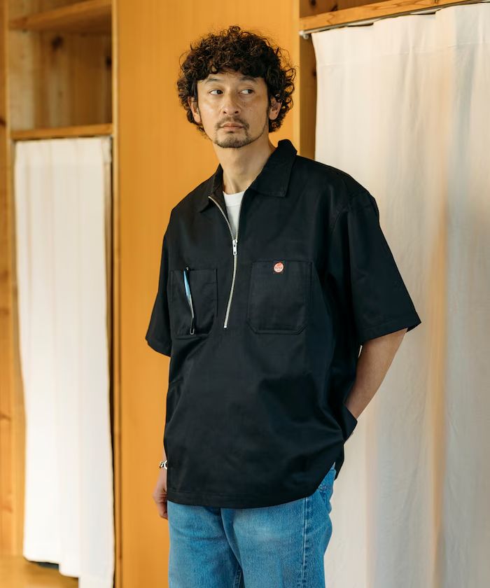 RED KAP 別注 Relaxfit Halfzip OnepointLogo SS twill workshirt