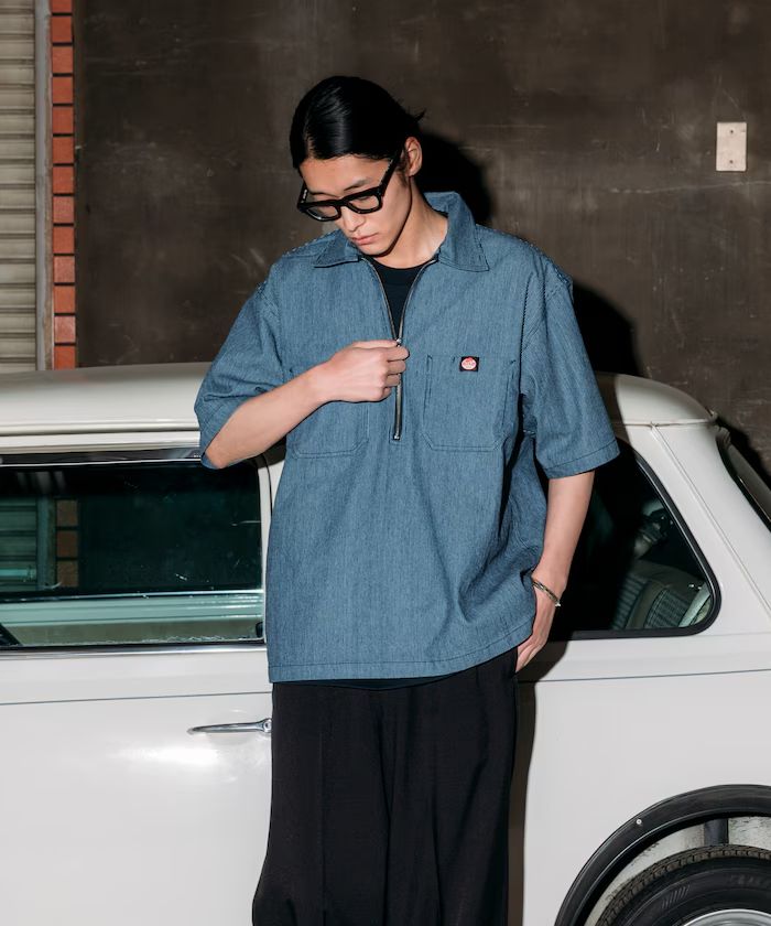 RED KAP 別注 Relaxfit Halfzip OnepointLogo SS workshirt