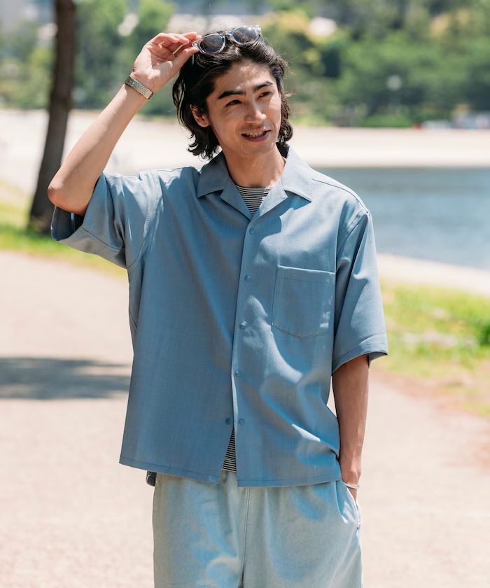 Linen Like Relaxfit Opencollar Shirt Short Sleeve