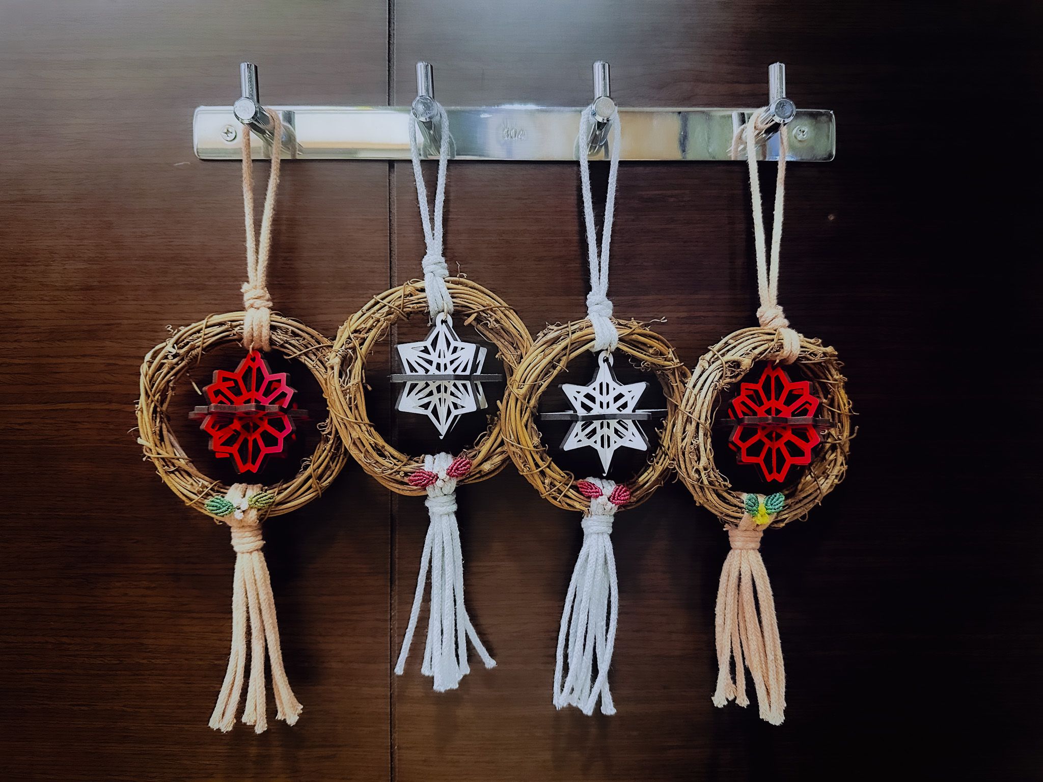 聖誕編織花圈掛飾