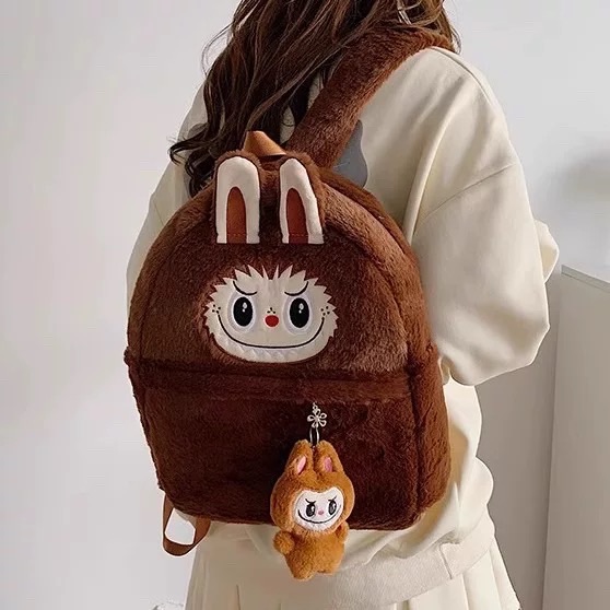 超萌可愛拉布布毛絨後背包 附贈掛飾