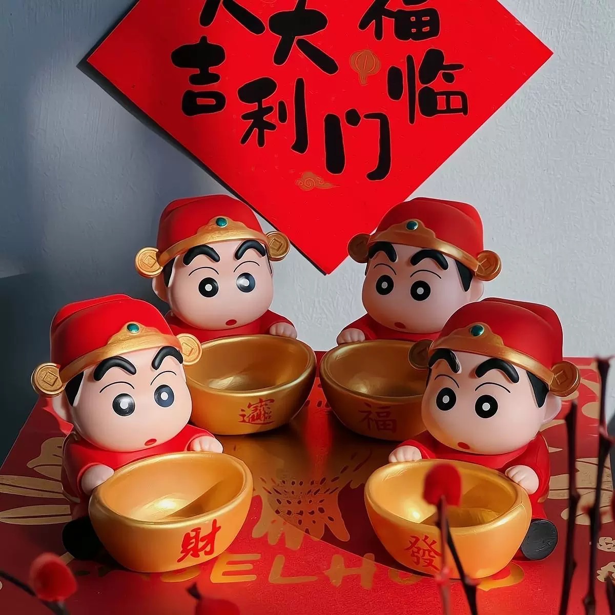 超萌可愛蠟筆小新招財擺件 鑰匙小物收納