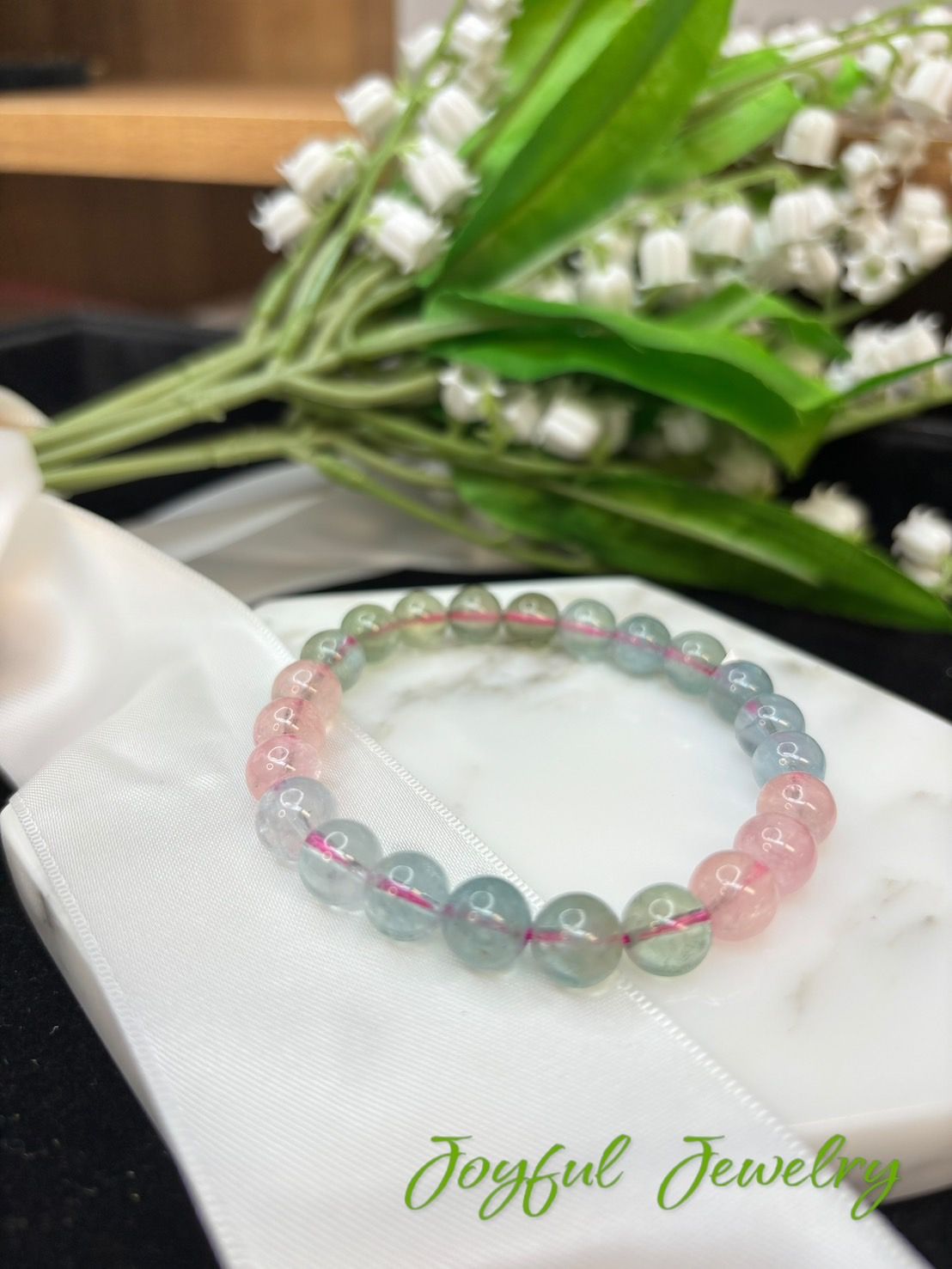 摩根石水晶手串8咪 小確幸飾品 人緣石  增進人際關係  改善感情狀況  愛的療癒石