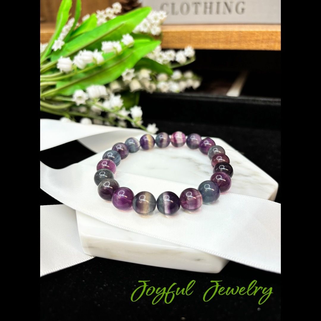 紫螢石水晶手串10咪 小確幸飾品 提高靈性覺醒  思維清晰  強化直覺能力  協助決策判斷