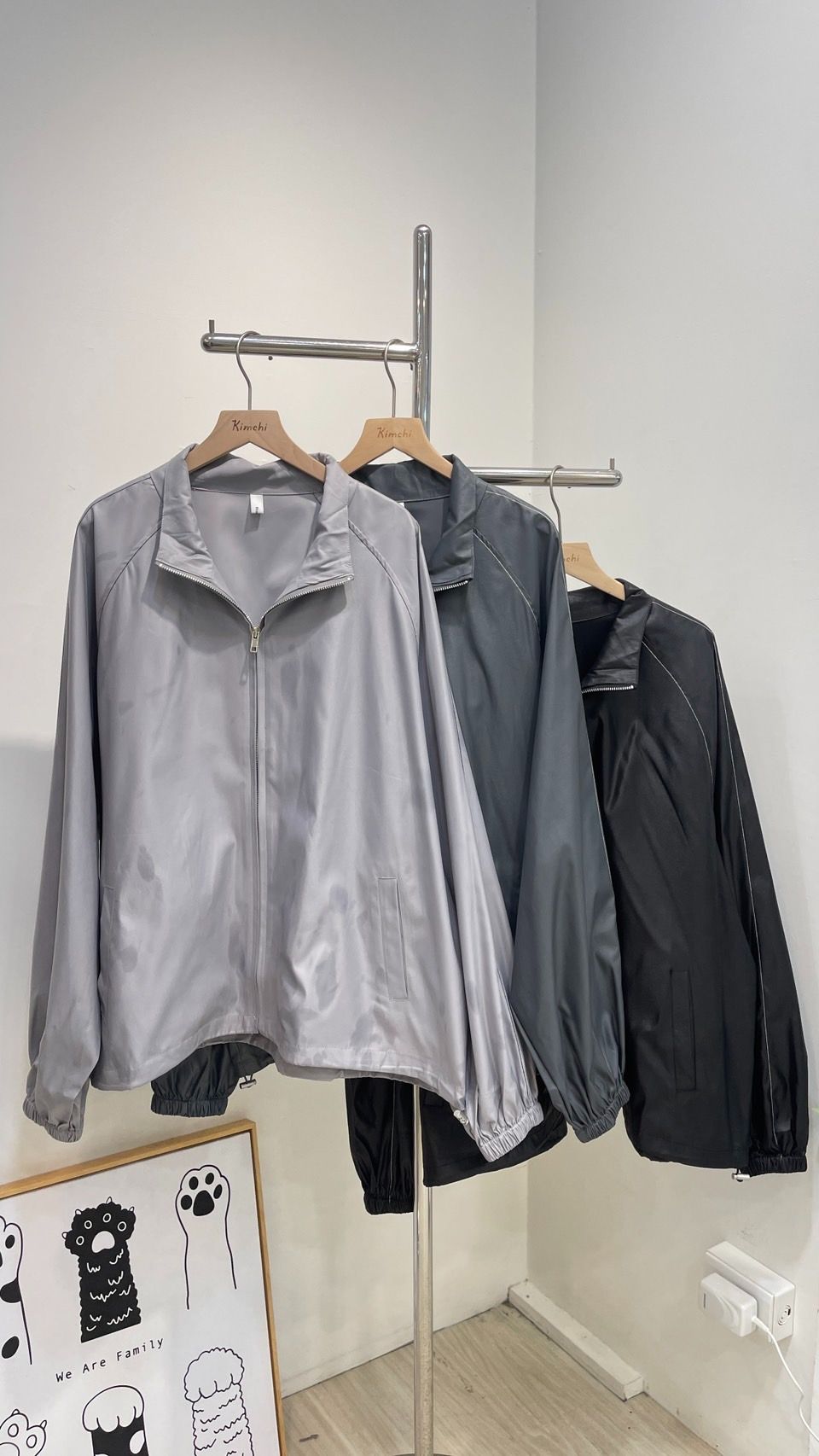 微亮車線立領風衣外