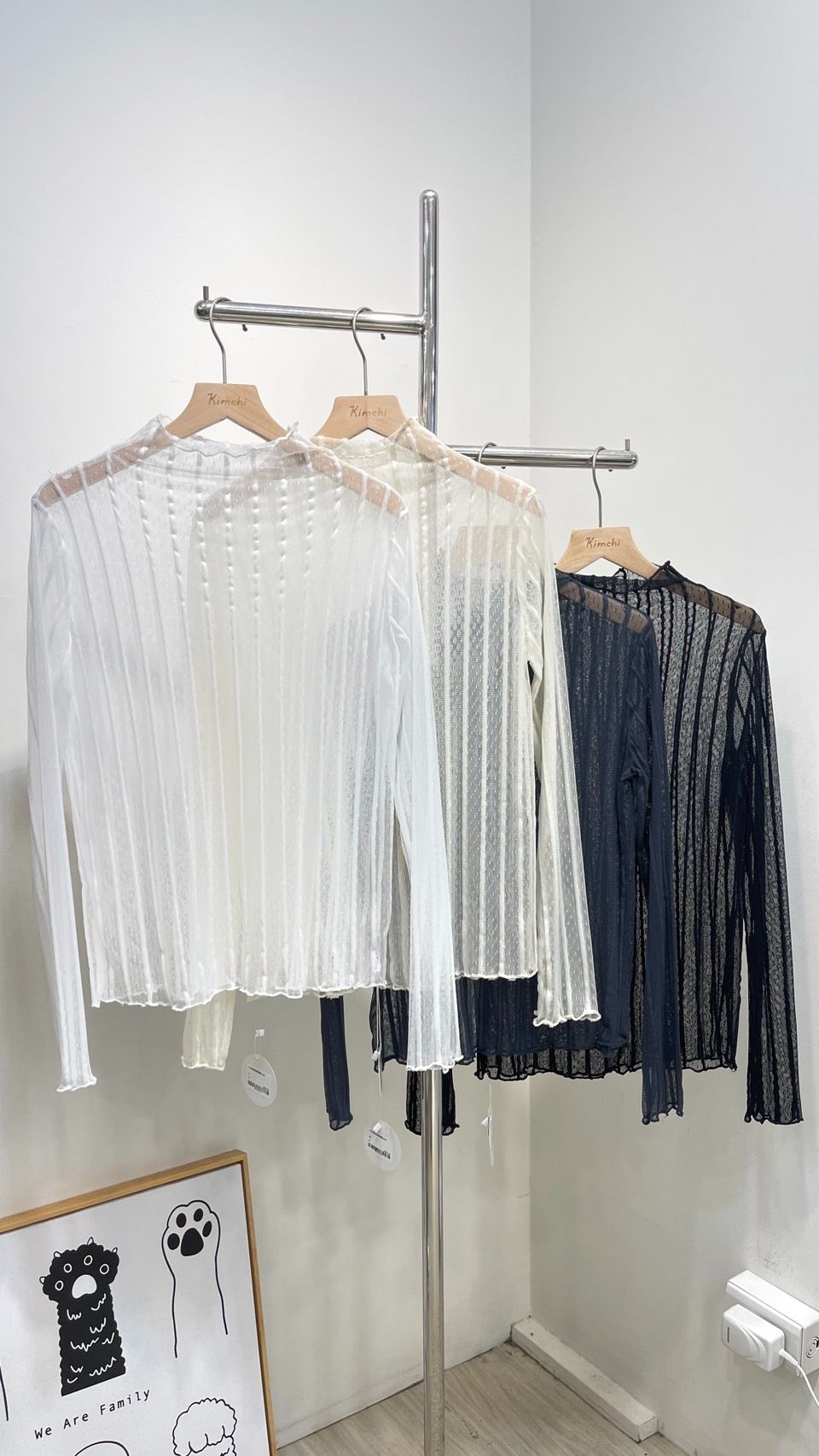 小立領直線透膚上衣