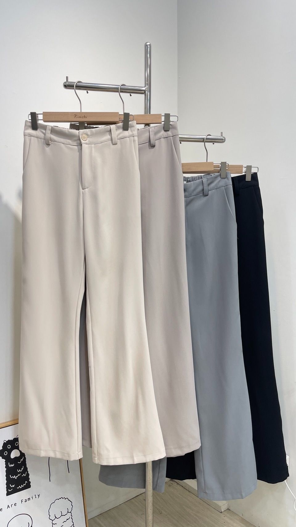 後鬆緊直筒西裝褲