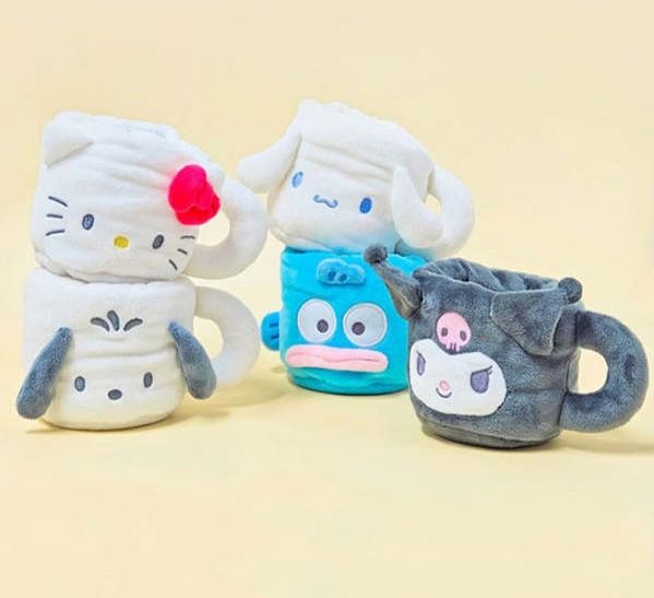 韓國三麗鷗 人魚漢頓 大耳狗 酷洛米 帕恰狗 hello kitty 凱蒂貓 絨毛馬克杯造型筆筒