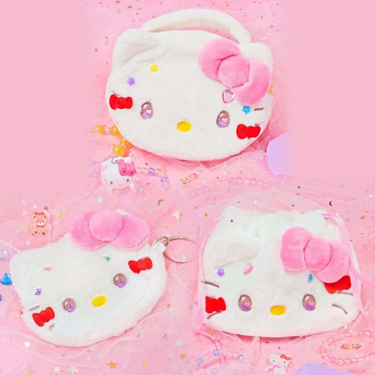 韓國三麗鷗 Hello Kitty 凱蒂貓 50 週年紀念 零錢包 手提化妝包 束口袋