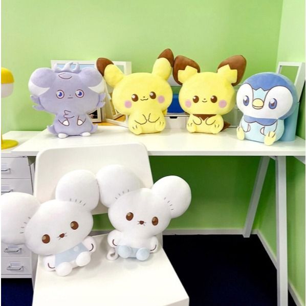 韓國正版授權神奇寶貝 精靈寶可夢Pokemon 波加曼 皮卡丘 皮丘 妙喵 一對鼠 玩偶 娃娃 扁扁抱枕 30公分高