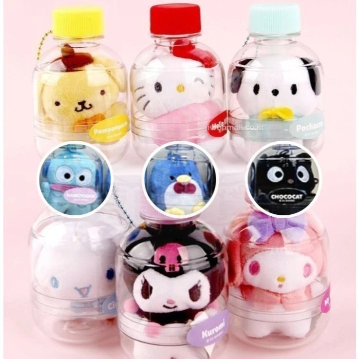 韓國三麗鷗 美樂蒂 酷洛米 大耳狗 凱蒂貓helloKitty 布丁狗 帕恰狗 人魚漢頓 山姆企鵝 瓶裝娃娃 瓶中娃吊飾
