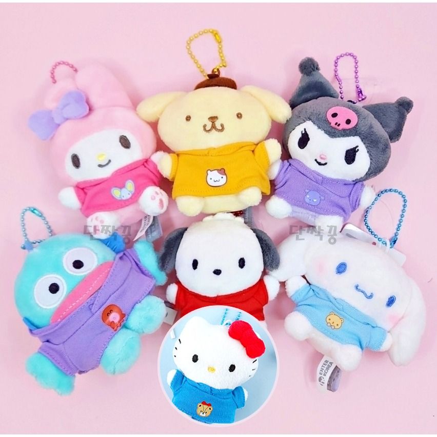 韓國三麗鷗 美樂蒂 酷洛米 大耳狗 凱蒂貓Hello Kitty 帕恰狗 布丁狗 人魚漢頓 帽T吊飾 衣服可脫 8公分高