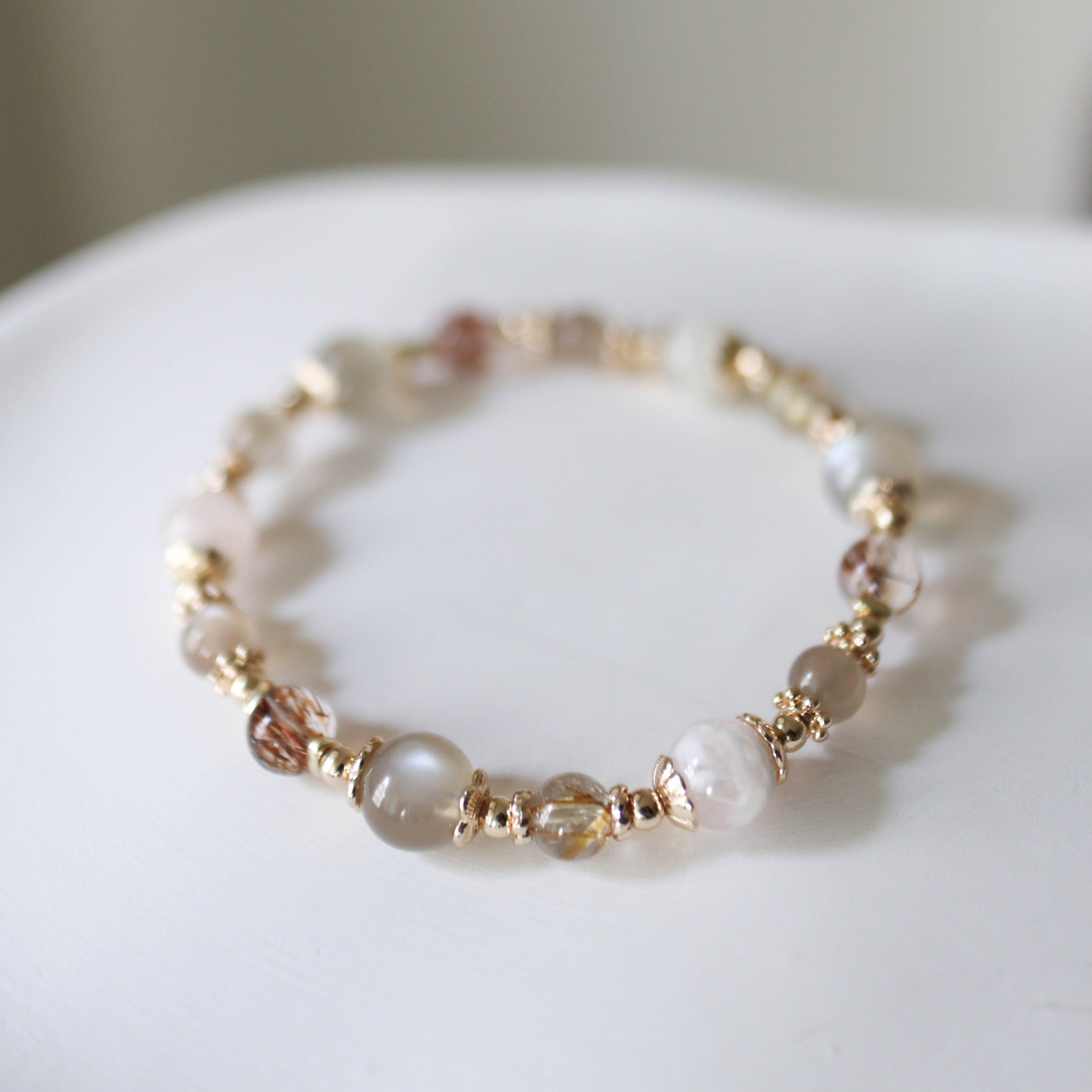 【浮光】月光石、鈦晶、 雪花幽靈、黑金超七 /招財、愛情/