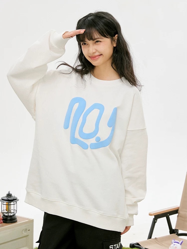 南波萬‼️衛衣女2024新款爆款秋冬美式圓領潮牌高級感白色長袖上衣