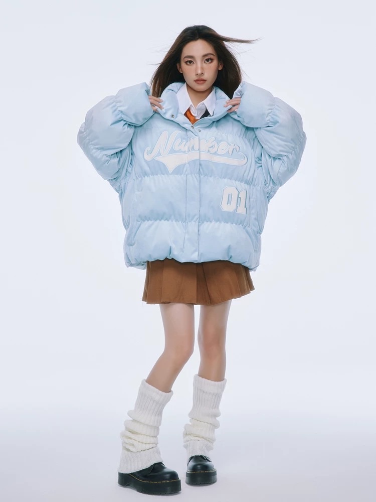南波萬二姐同款xCOAR撞色加厚保暖絲絨長袖棉服2024冬季男女同款