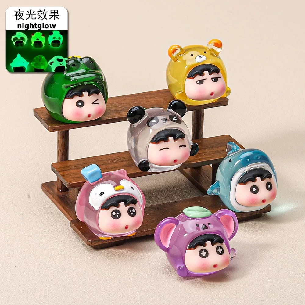 現貨❤️透色夜光動物蠟筆小新裝飾小擺件〰