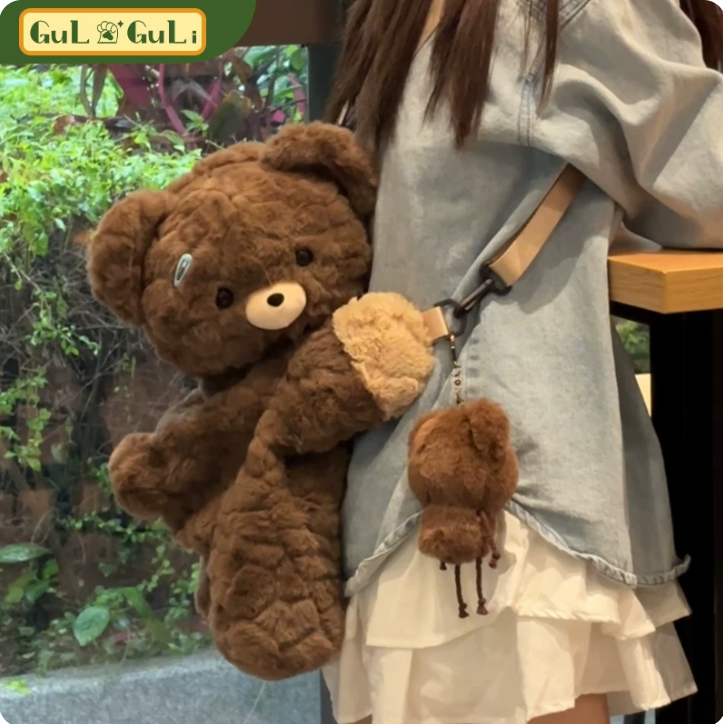 {小熊}【代購預購】lolita可愛抱抱 趴趴小熊背包/熊熊後背包/絨毛小熊雙肩包/小熊娃娃側背包/小熊玩偶包 動物蘿莉