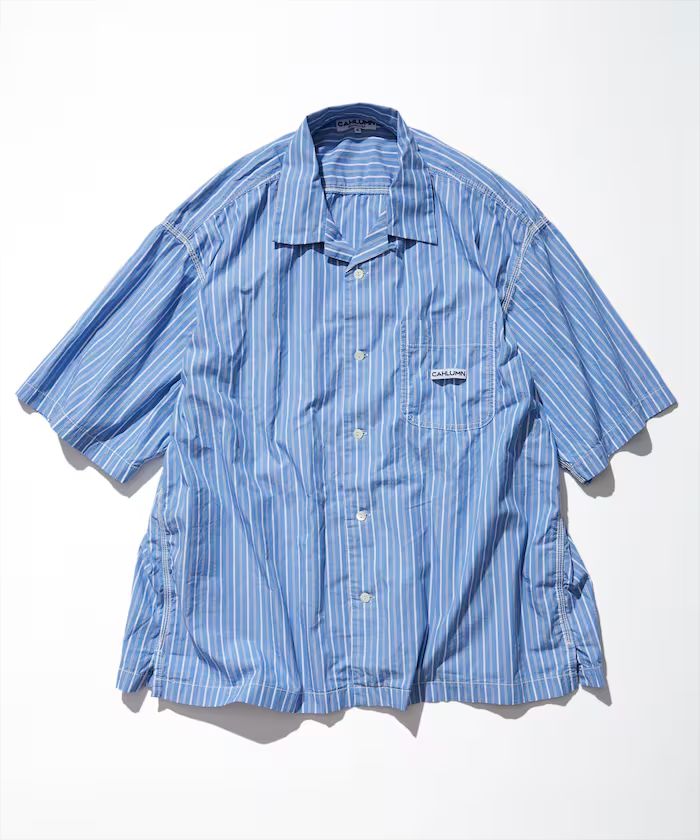Magazine Pocket Chain Stitch Open Collar Shirt