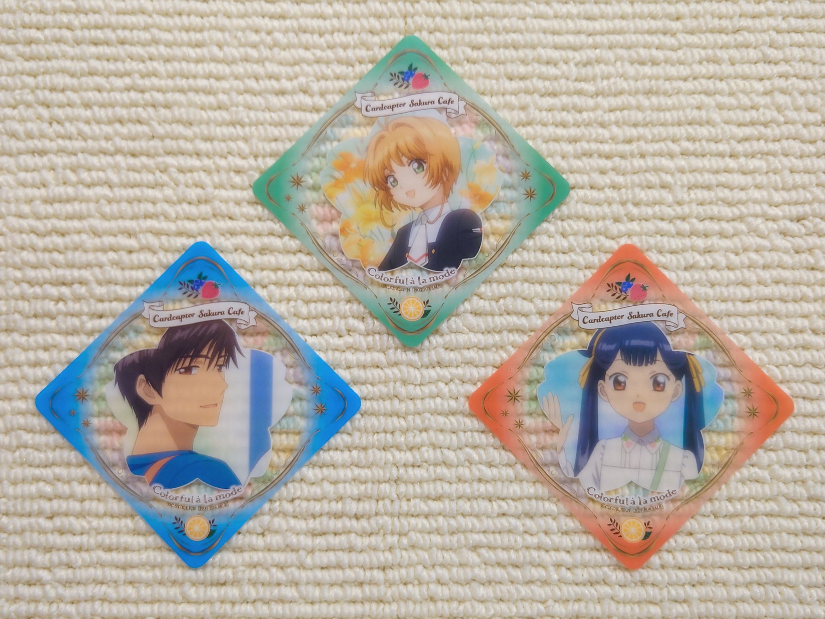 PARCO『庫洛魔法使Cafe Colorful à la mode』 透明杯墊-小櫻、莓鈴、桃矢