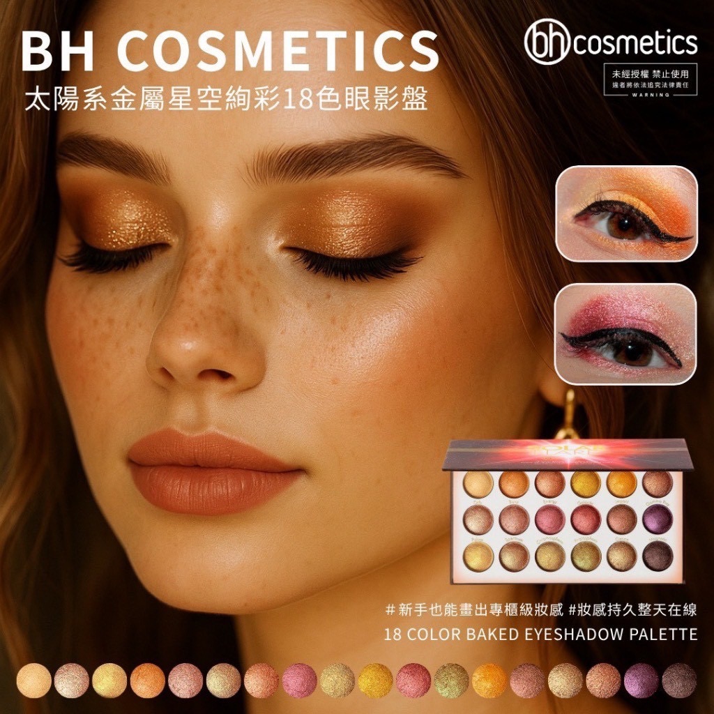 美國🇺🇸BH Cosmetics太陽系金屬星空絢彩  18色眼影盤