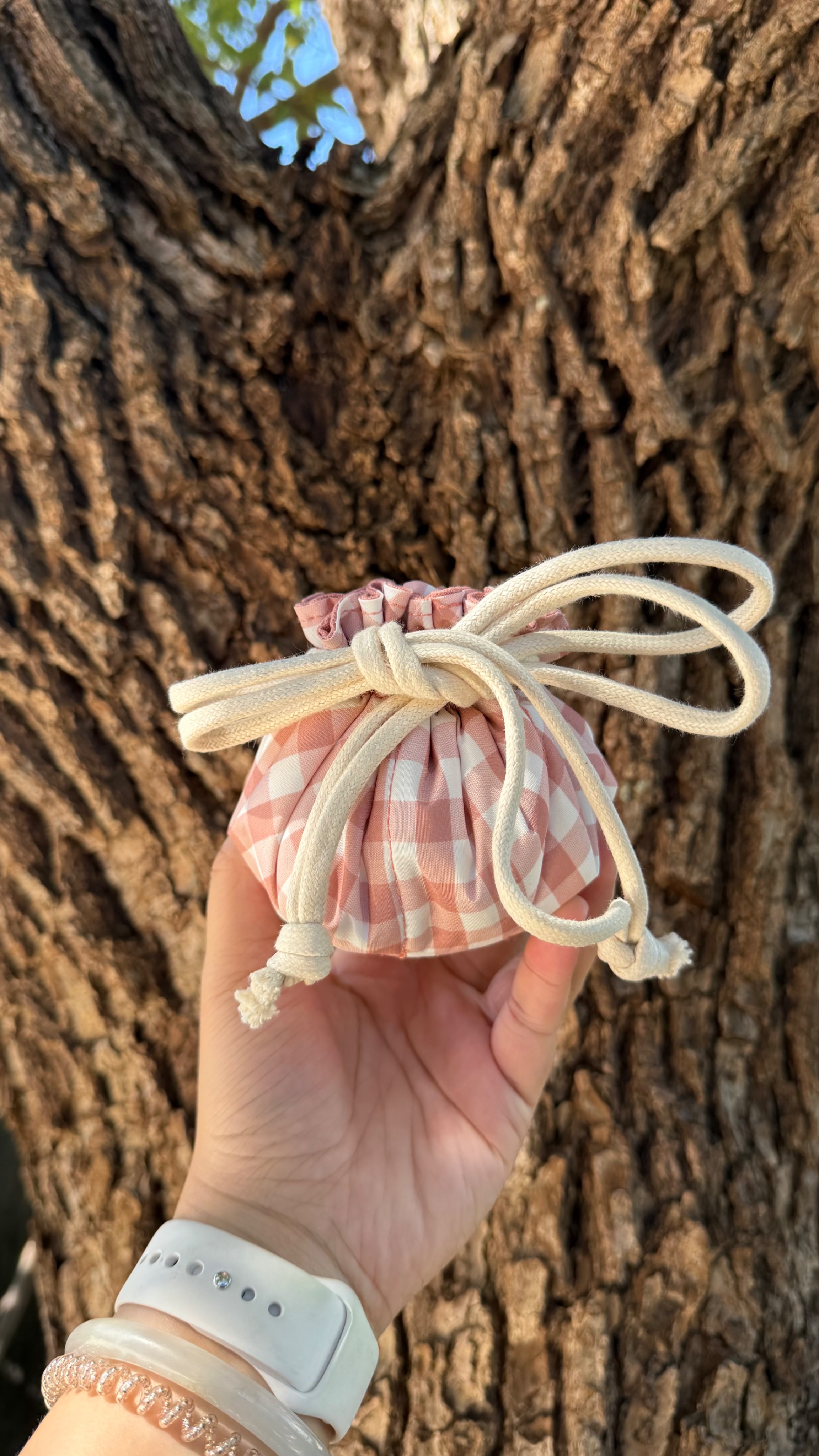 春日粉色格子礦包（防水布料）