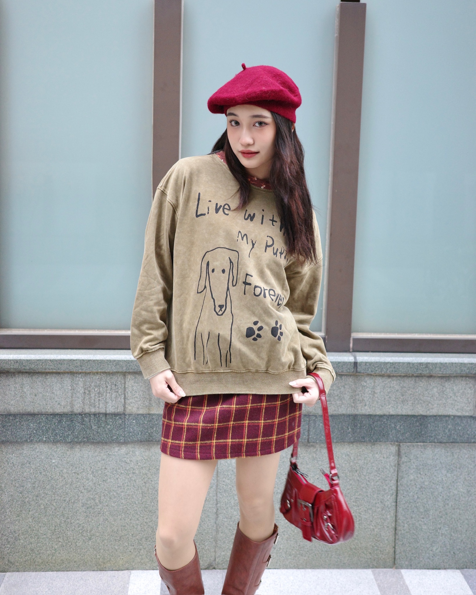 復古小狗拼色碎花衛衣🌼🐶