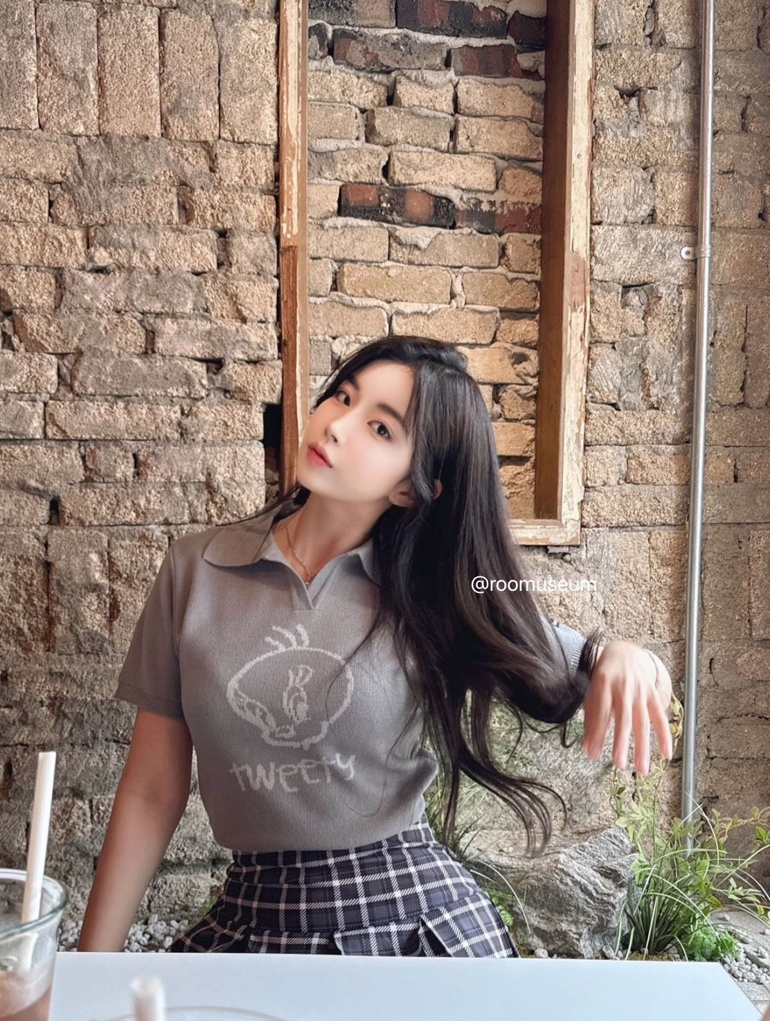 [FANCY X TW] 트위티 카라 니트 크롭 티 （GRAY）_F24TW2017