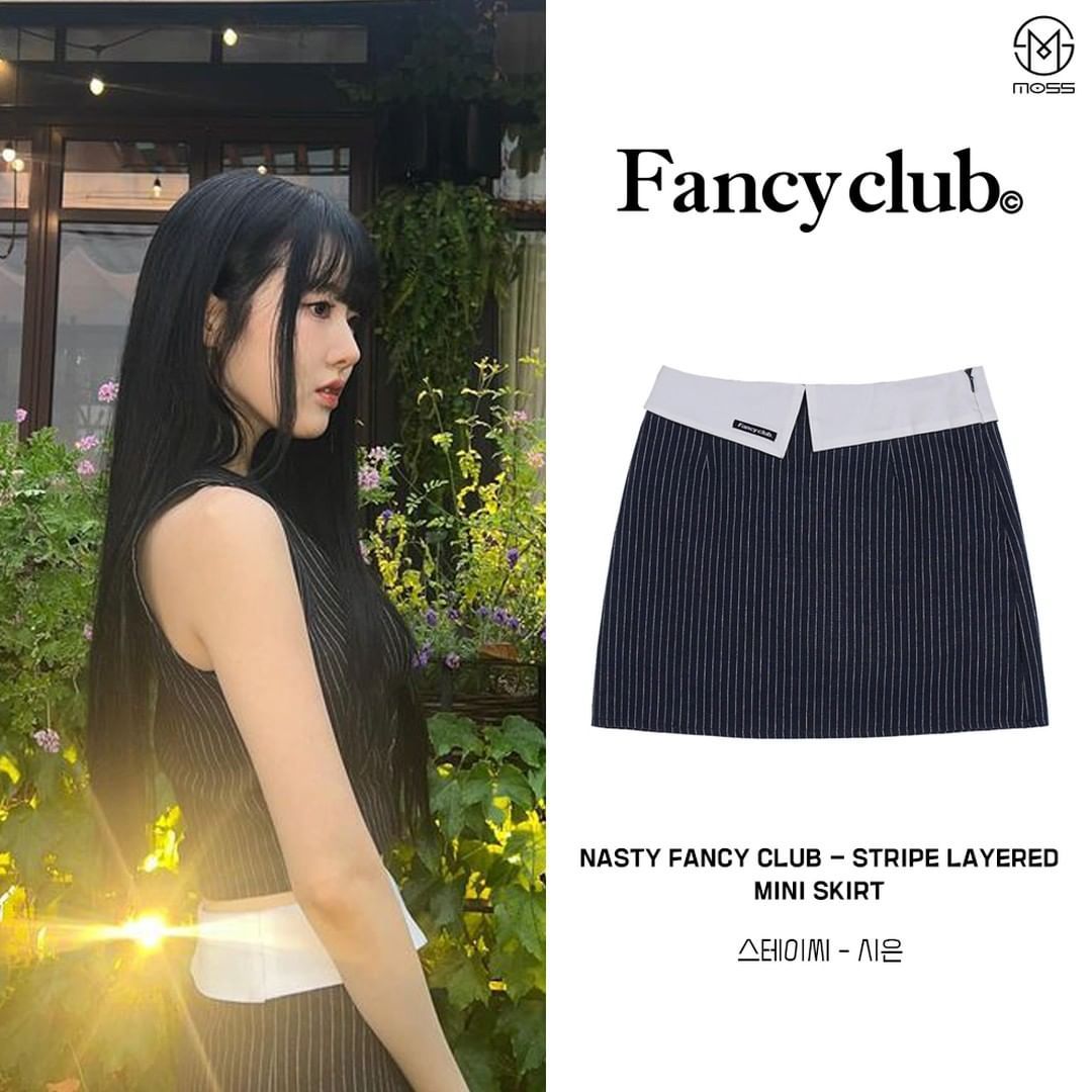 Fancy club STRIPE LAYERED MINI SKIRT （NAVY）_F23QD833