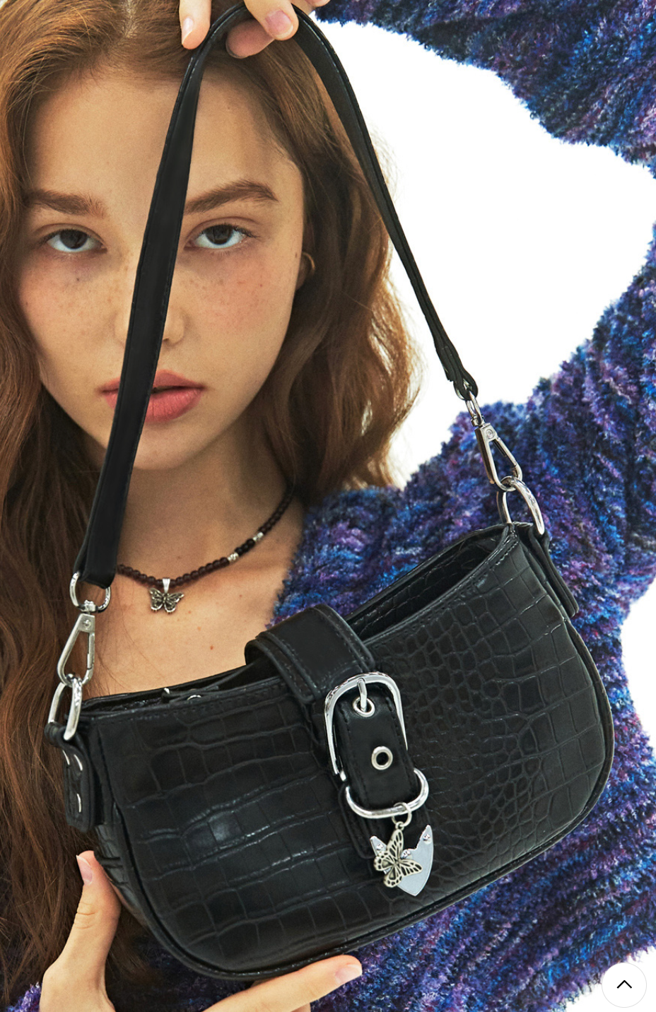 Fancy club LEATHER BUCKLE SHOULDER BAG （BLK）（20FW-F910）