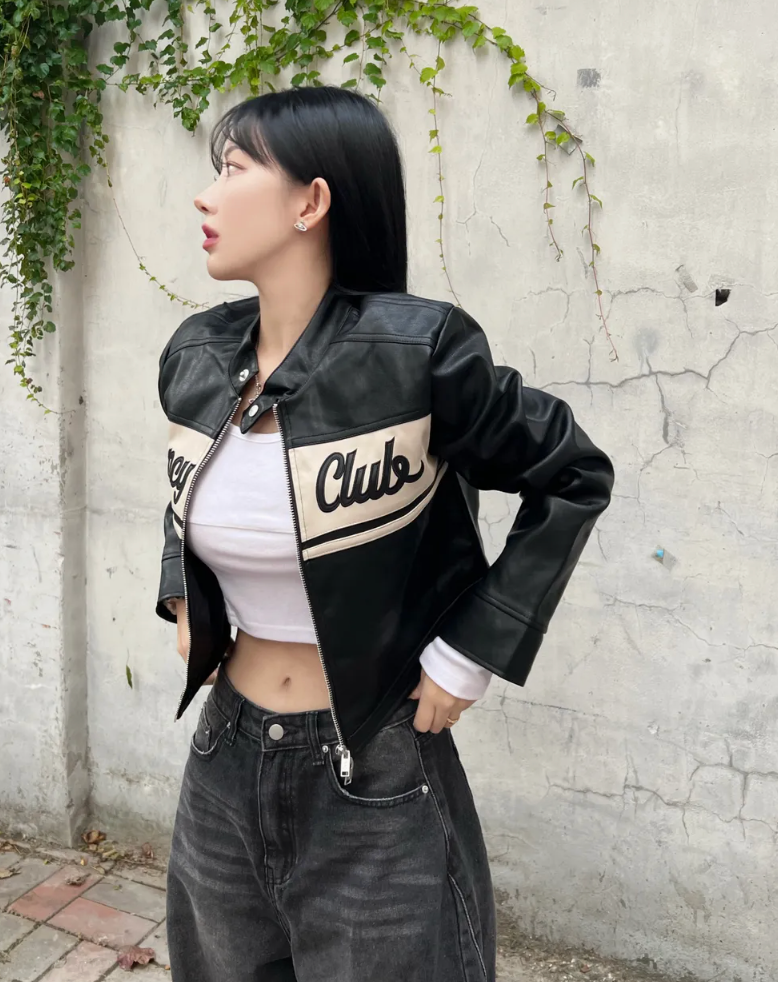 Fancy club BIKE CROP LEATHER JACKET_F23ZA931